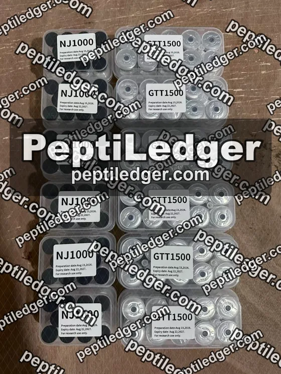 Boxes of vials with product-code lid labels, two columns